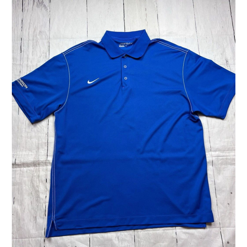 Nike Polo Shirt Adult X-Large Blue Golf Golfer Dri Fit Short Sleeve Mens Logo